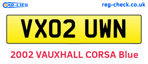 VX02UWN are the vehicle registration plates.