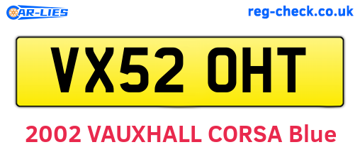VX52OHT are the vehicle registration plates.