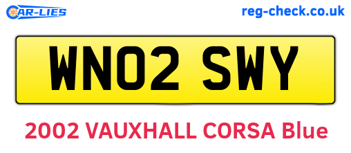 WN02SWY are the vehicle registration plates.