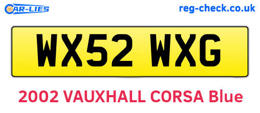 WX52WXG are the vehicle registration plates.