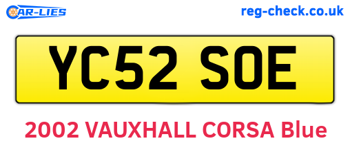 YC52SOE are the vehicle registration plates.