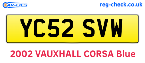 YC52SVW are the vehicle registration plates.