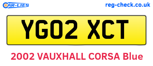 YG02XCT are the vehicle registration plates.