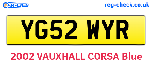YG52WYR are the vehicle registration plates.