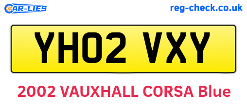 YH02VXY are the vehicle registration plates.