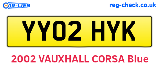 YY02HYK are the vehicle registration plates.
