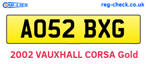 AO52BXG are the vehicle registration plates.