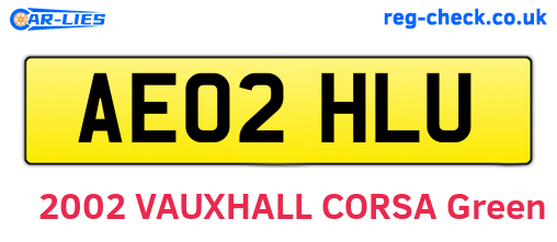 AE02HLU are the vehicle registration plates.