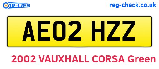 AE02HZZ are the vehicle registration plates.
