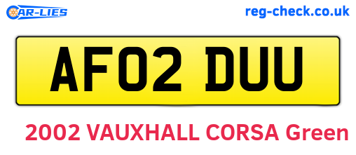 AF02DUU are the vehicle registration plates.