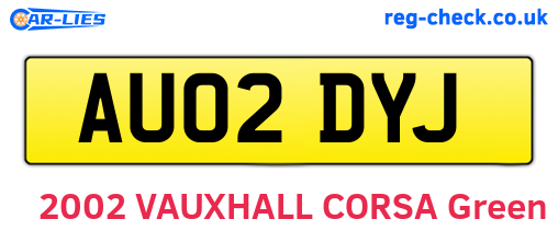 AU02DYJ are the vehicle registration plates.