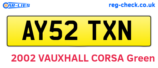 AY52TXN are the vehicle registration plates.