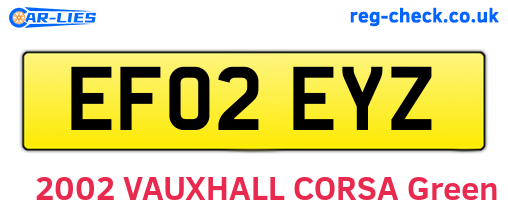 EF02EYZ are the vehicle registration plates.