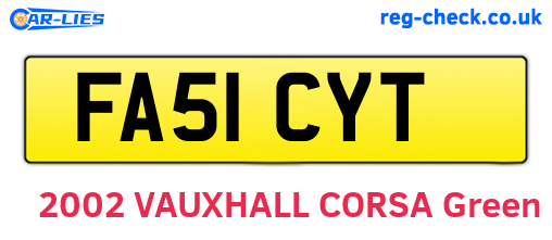FA51CYT are the vehicle registration plates.