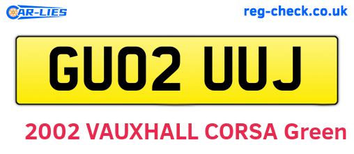 GU02UUJ are the vehicle registration plates.
