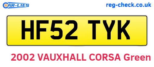 HF52TYK are the vehicle registration plates.