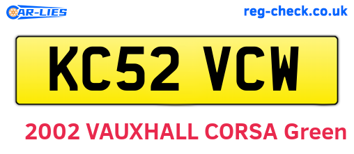 KC52VCW are the vehicle registration plates.