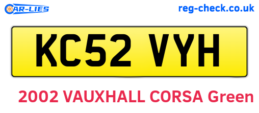 KC52VYH are the vehicle registration plates.