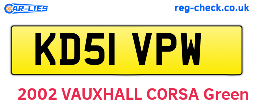 KD51VPW are the vehicle registration plates.