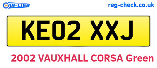 KE02XXJ are the vehicle registration plates.