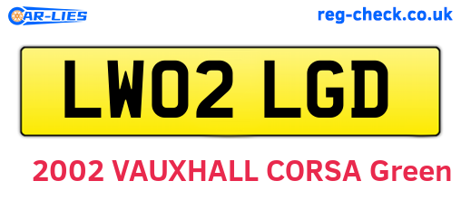 LW02LGD are the vehicle registration plates.