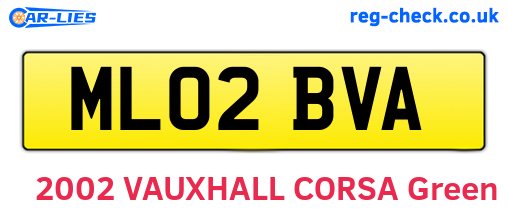 ML02BVA are the vehicle registration plates.