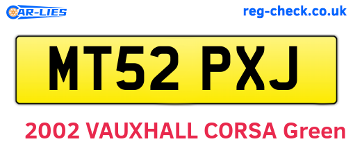 MT52PXJ are the vehicle registration plates.