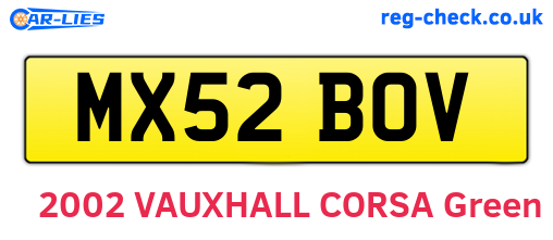 MX52BOV are the vehicle registration plates.