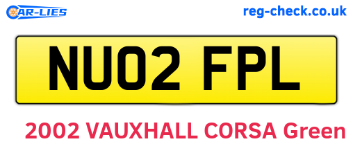 NU02FPL are the vehicle registration plates.