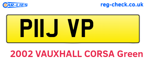 P11JVP are the vehicle registration plates.