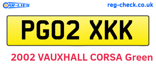 PG02XKK are the vehicle registration plates.