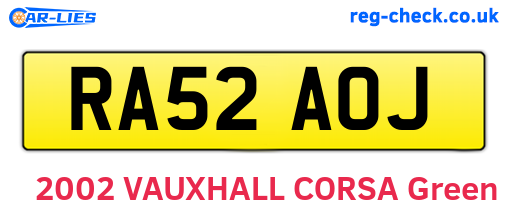 RA52AOJ are the vehicle registration plates.