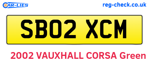 SB02XCM are the vehicle registration plates.