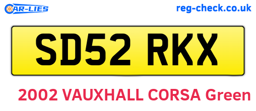 SD52RKX are the vehicle registration plates.