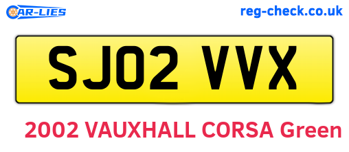 SJ02VVX are the vehicle registration plates.