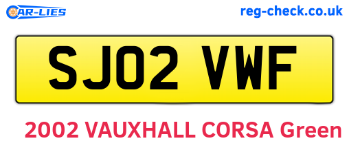 SJ02VWF are the vehicle registration plates.