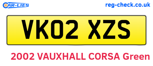 VK02XZS are the vehicle registration plates.