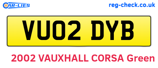 VU02DYB are the vehicle registration plates.