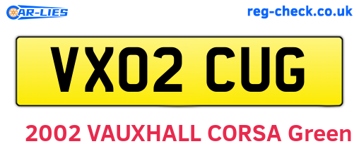 VX02CUG are the vehicle registration plates.