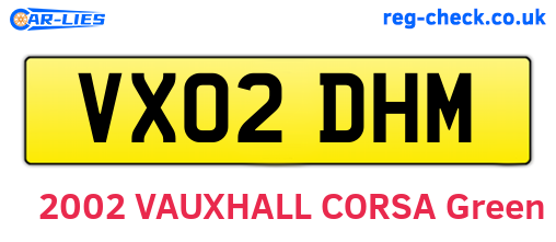 VX02DHM are the vehicle registration plates.