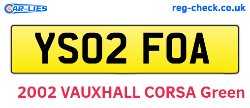 YS02FOA are the vehicle registration plates.