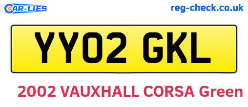 YY02GKL are the vehicle registration plates.
