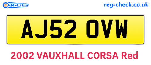 AJ52OVW are the vehicle registration plates.