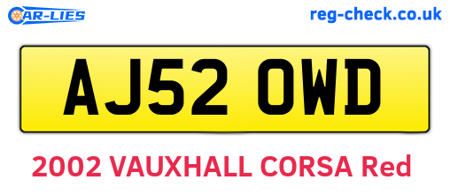 AJ52OWD are the vehicle registration plates.