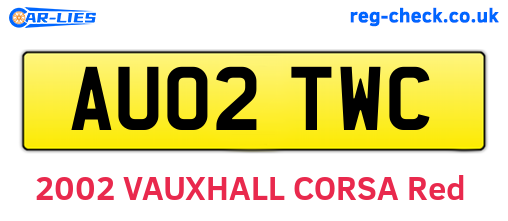 AU02TWC are the vehicle registration plates.