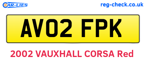 AV02FPK are the vehicle registration plates.