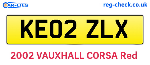 KE02ZLX are the vehicle registration plates.