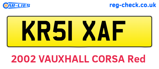 KR51XAF are the vehicle registration plates.