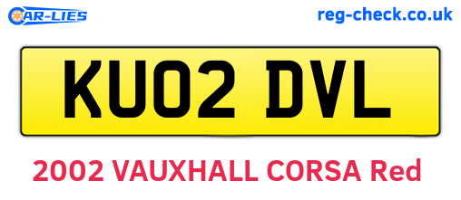KU02DVL are the vehicle registration plates.