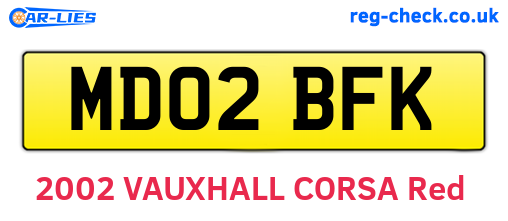 MD02BFK are the vehicle registration plates.